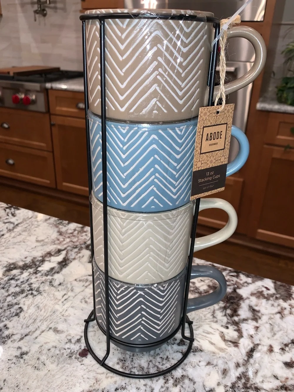 BEAUTIFUL EARTH TONE COFFEE CUPS & TOWER nwt